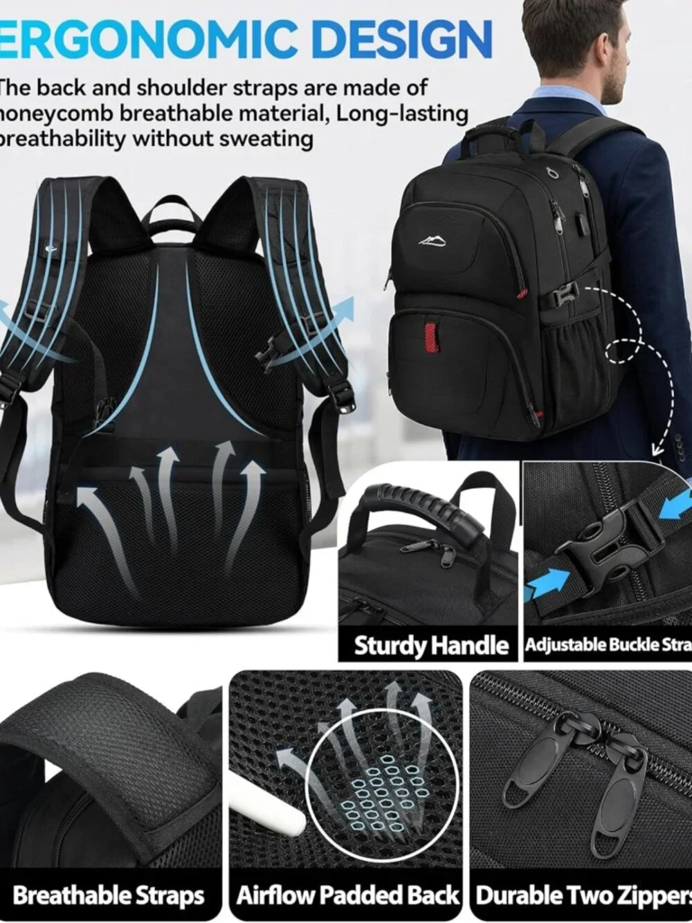 Extra Large Anti-Theft Travel Backpack for 18.4